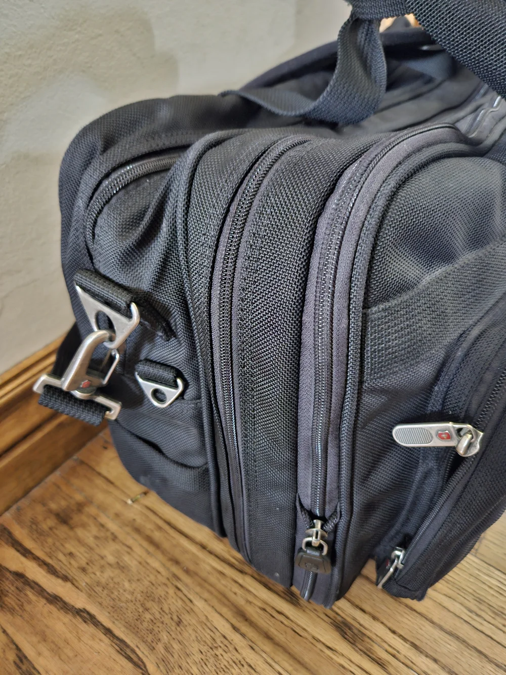 Victorinox Black Travel Duffel with Front Zip Pocket and Shoulder Strap